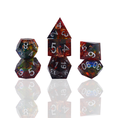 Kırmızı altın folyo reçine zar seti El sanatı özel renk#Rpg#Dnd#Coc