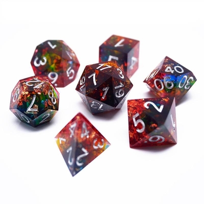 Kırmızı altın folyo reçine zar seti El sanatı özel renk#Rpg#Dnd#Coc