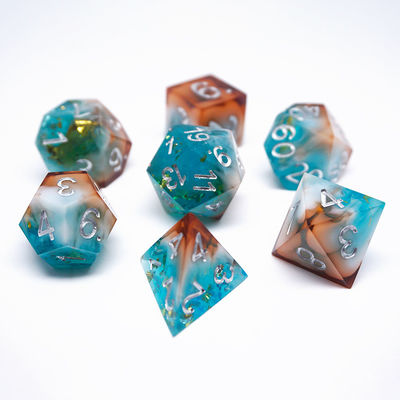 Altın folyo reçine zar kümesi Dijital çok yönlü masa oyunu #Rpg#Dnd#Coc