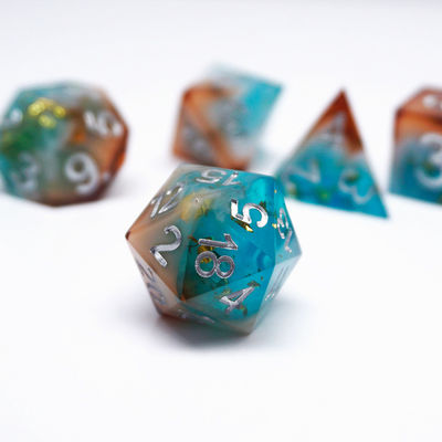 Altın folyo reçine zar kümesi Dijital çok yönlü masa oyunu #Rpg#Dnd#Coc