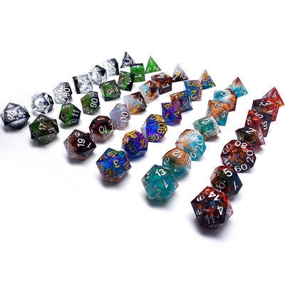 Altın folyo reçine zar kümesi Dijital çok yönlü masa oyunu #Rpg#Dnd#Coc
