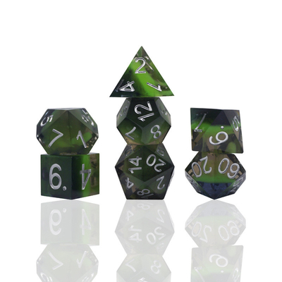 Yeşil reçine dijital zar seti çok yönlü tablet oyunu zar#rpg#dnd#coc