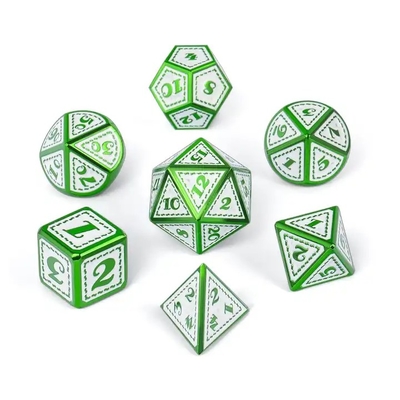 Green Dragon Scale Metal Dice Set Çok yönlü Tahta Oyunu Ejderha ve Zindan#Dnd#Coc