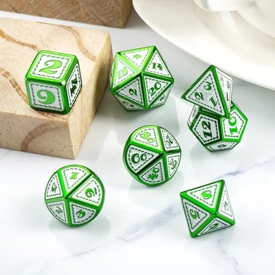 Green Dragon Scale Metal Dice Set Çok yönlü Tahta Oyunu Ejderha ve Zindan#Dnd#Coc