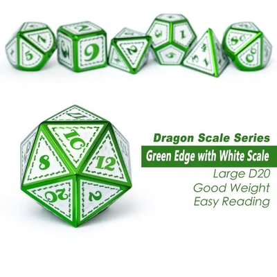 Green Dragon Scale Metal Dice Set Çok yönlü Tahta Oyunu Ejderha ve Zindan#Dnd#Coc