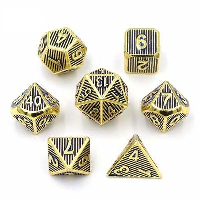 Dikey Metal Çoklu Yüzlü Zar Masaüstü Oyunu Dnd Rpg Coc Bronz Rengi