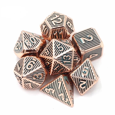 Dikey Metal Çoklu Yüzlü Zar Masaüstü Oyunu Dnd Rpg Coc Bronz Rengi