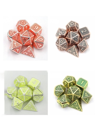 Dikey Metal Çoklu Yüzlü Zar Masaüstü Oyunu Dnd Rpg Coc Bronz Rengi