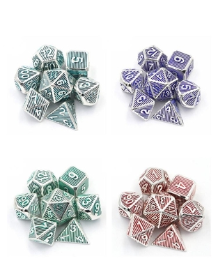 Dikey Metal Çoklu Yüzlü Zar Masaüstü Oyunu Dnd Rpg Coc Bronz Rengi