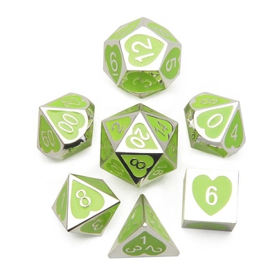 Green Peach Heart Metal Multi -Flag RPG Dice Set Dnd Coc Lüks tarzı