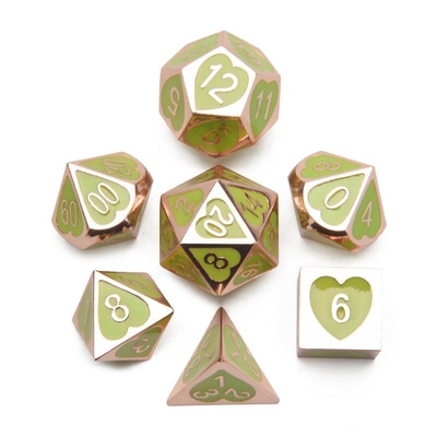 Green Peach Heart Metal Multi -Flag RPG Dice Set Dnd Coc Lüks tarzı