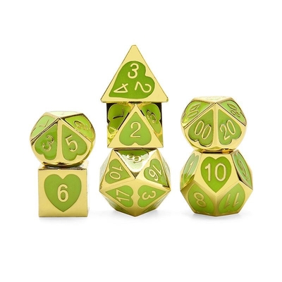 Green Peach Heart Metal Multi -Flag RPG Dice Set Dnd Coc Lüks tarzı