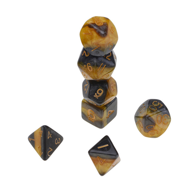 Sarı ve Siyah Mermer reçine RPG Dice Masaüstü Oyun Dice Seti