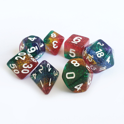 Shin Golden Powder Rainbow Resin Boarding Dice Set Ejderha ve Zindan
