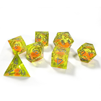 Turuncu Akıp giden kum Sarı Kristal reçine Dnd Dice Sharp Edge Fantasy