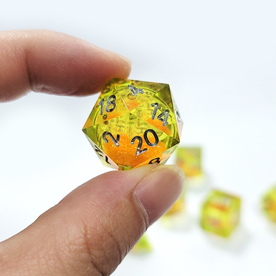 Turuncu Akıp giden kum Sarı Kristal reçine Dnd Dice Sharp Edge Fantasy