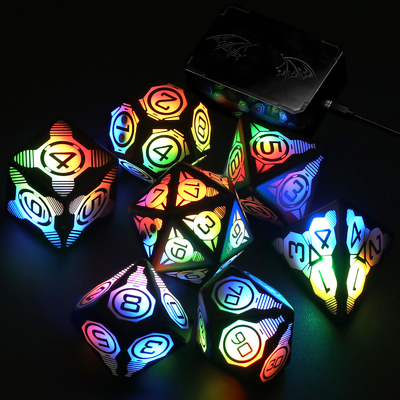 Plastik LED Parlak Çöpler Şarj edilebilir Futbol Masa Oyunu Çoklu Yüzlü Çöp Set