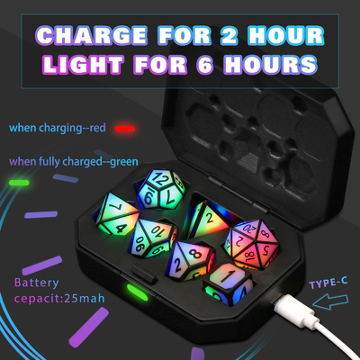 Ultra Uzun Bekleme LED Yeniden Şarj Edilebilir Dice Set Dragon And Dungeon