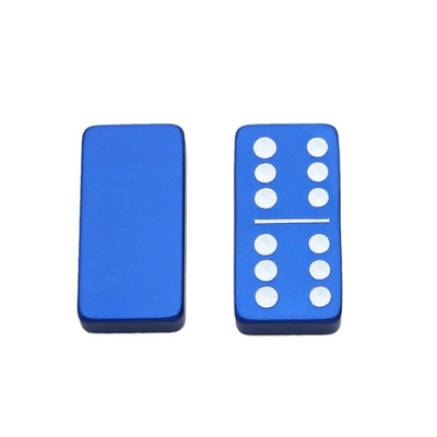Çifte 6 Altın Domino Set 28 Dev Alüminyum Alaşım Domino Blokları Lazer Basılı Masaüstü Oyunu