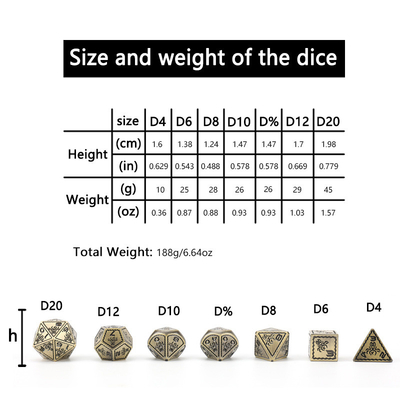 Elektropolatlı Vintage Renkli Ahtapot Metal Dnd Dice Set Ejderha ve Ejderha Satranç Tahta Oyunu Dice