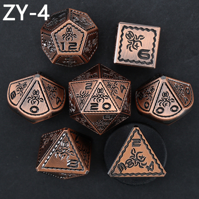 Elektropolatlı Vintage Renkli Ahtapot Metal Dnd Dice Set Ejderha ve Ejderha Satranç Tahta Oyunu Dice