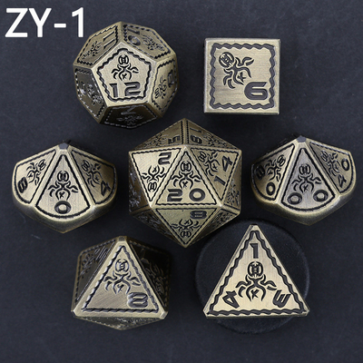 Elektropolatlı Vintage Renkli Ahtapot Metal Dnd Dice Set Ejderha ve Ejderha Satranç Tahta Oyunu Dice