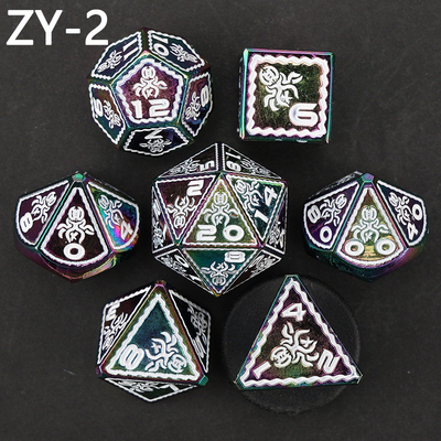 Elektropolatlı Vintage Renkli Ahtapot Metal Dnd Dice Set Ejderha ve Ejderha Satranç Tahta Oyunu Dice