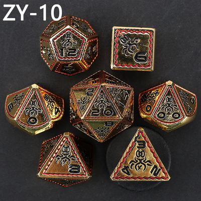 Elektropolatlı Vintage Renkli Ahtapot Metal Dnd Dice Set Ejderha ve Ejderha Satranç Tahta Oyunu Dice
