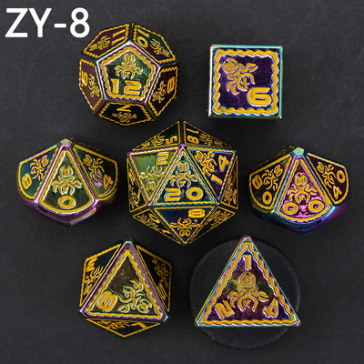 Elektropolatlı Vintage Renkli Ahtapot Metal Dnd Dice Set Ejderha ve Ejderha Satranç Tahta Oyunu Dice