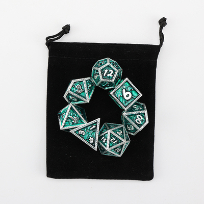Yeşil DND Ejderha ve Zindan Metal Dice Set Özel Kişiselleştirilmiş Rune Dice Set