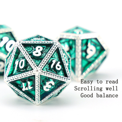 Yeşil DND Ejderha ve Zindan Metal Dice Set Özel Kişiselleştirilmiş Rune Dice Set