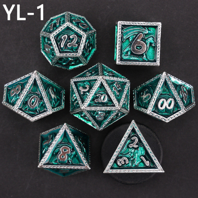 Yeşil DND Ejderha ve Zindan Metal Dice Set Özel Kişiselleştirilmiş Rune Dice Set
