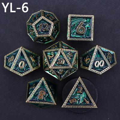 Yeşil DND Ejderha ve Zindan Metal Dice Set Özel Kişiselleştirilmiş Rune Dice Set