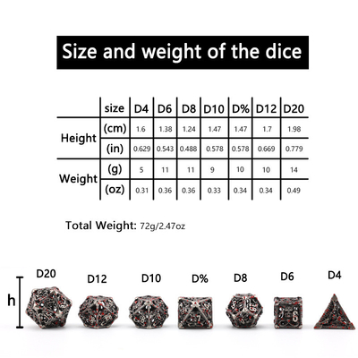 Çürük metal zar seti polyhedron özel zar ejderha ve ejderha zar tahtası oyunu