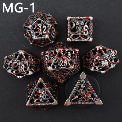 Çürük metal zar seti polyhedron özel zar ejderha ve ejderha zar tahtası oyunu