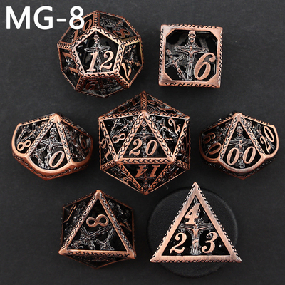 Çürük metal zar seti polyhedron özel zar ejderha ve ejderha zar tahtası oyunu