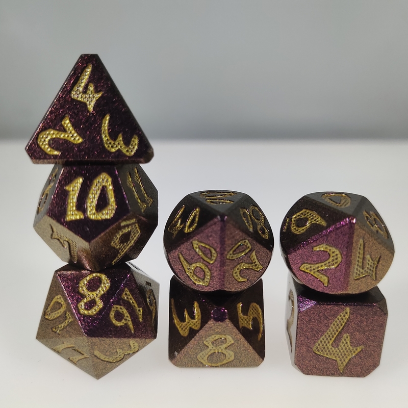 Tahta oyunu RPG Zar Seti El 7 Parça Hafif Keskin Metal Çok Yüzlü Siyah