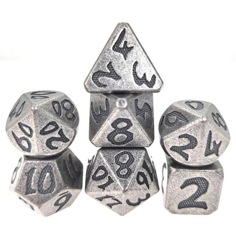 DND veya RPG Zar Seti İçin Zar Seti El Oyması Hafif Lüks Metal