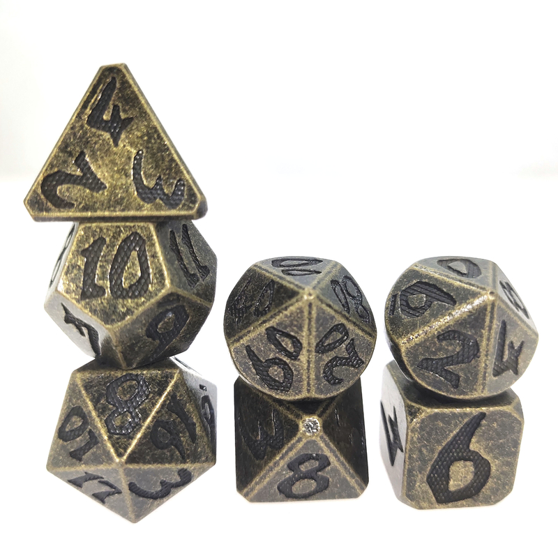 Zindanlar ve Ejderhalar İçin Dayanıklı Mini RPG Zar DND RPG Zar Seti Çok Yüzlü Aurichalceous