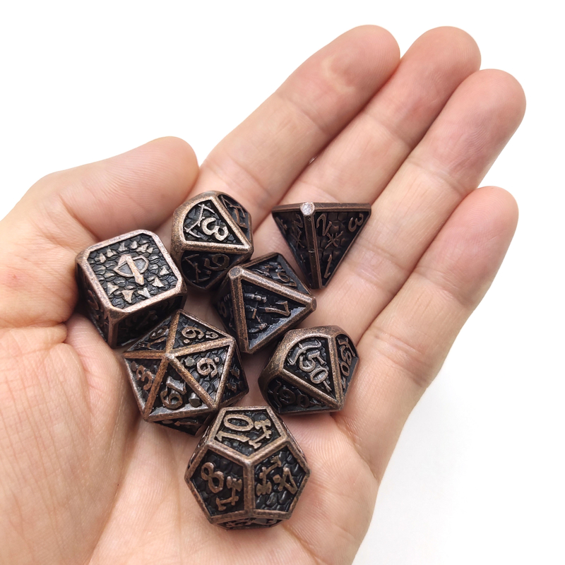 Mini Reçine Çokyüzlü Metal Rpg Zar Koleksiyonu Cuprum Siyah Ve Gümüş İçin Toksik Olmayan Set