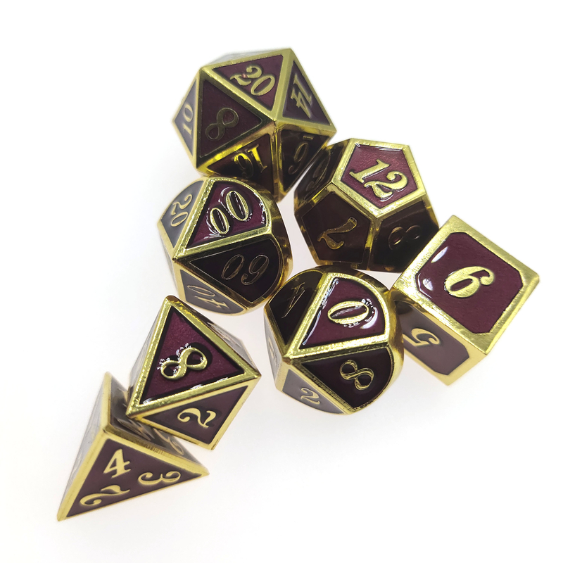 Ağır Ağırlık Metal RPG Zar Düzgün Keskin Kenarlar Mikro Zar Seti Pembe Çok Yüzlü Yaldızlı Yeşil