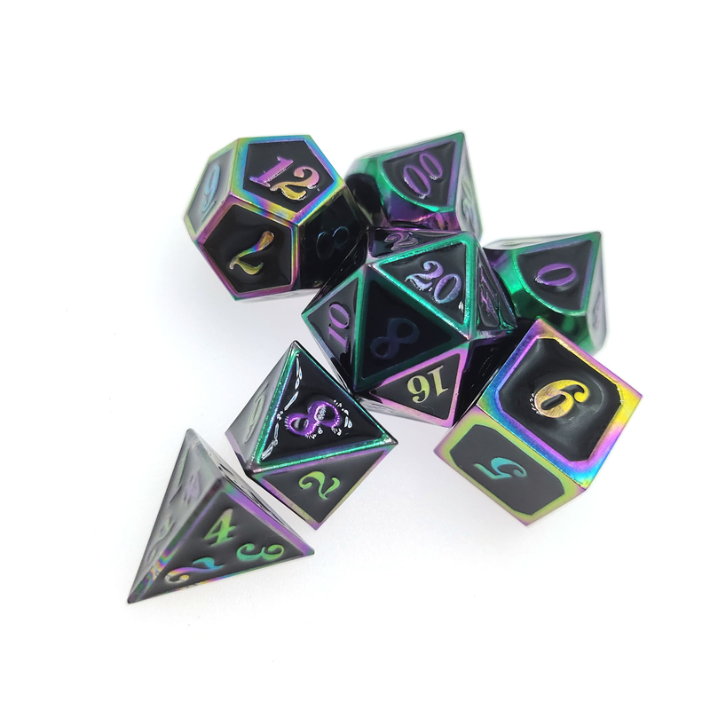 Çevre Dostu Zar Seti Taşınabilir Aşınma Önleyici Zar Çok Renkli Pirinç RPG