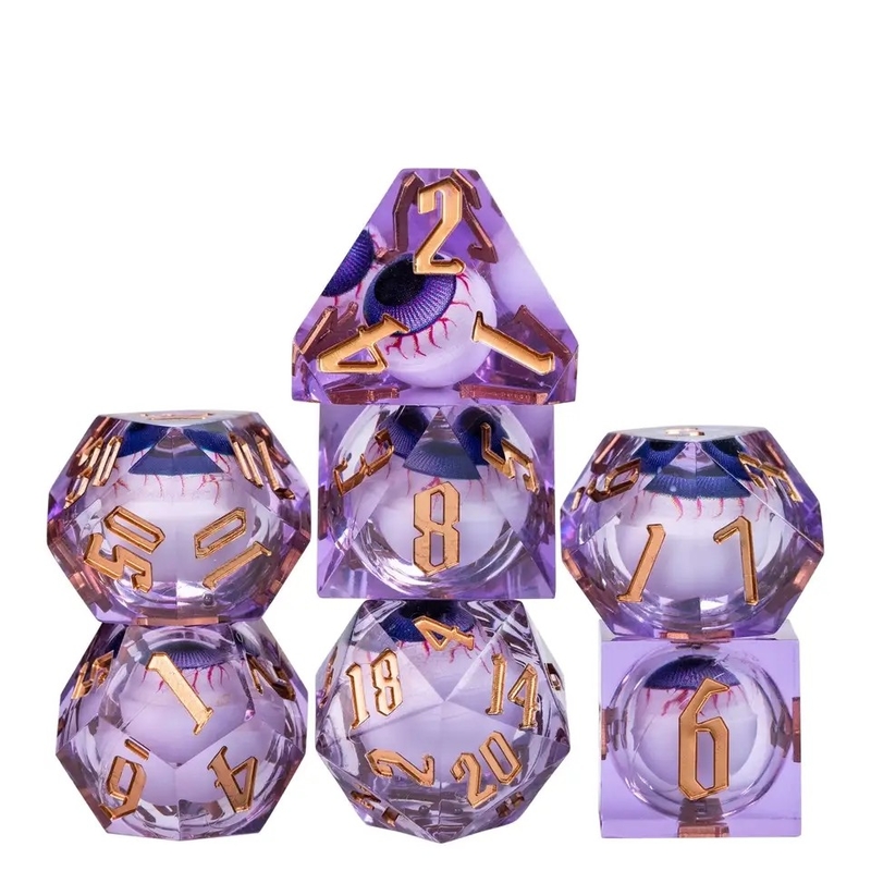 16mm Tam Polyhedral Dice Hareketli Zindanlar ve Ejderhalar Bloodshot Blue Eye Dice Set For Role