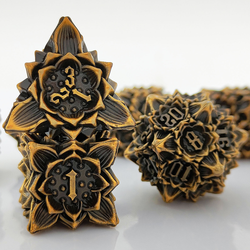 Lotus Metal Dice Set DND Zindan ve Ejderhalar TRPG Polyhedral COC D6 Masa oyunu
