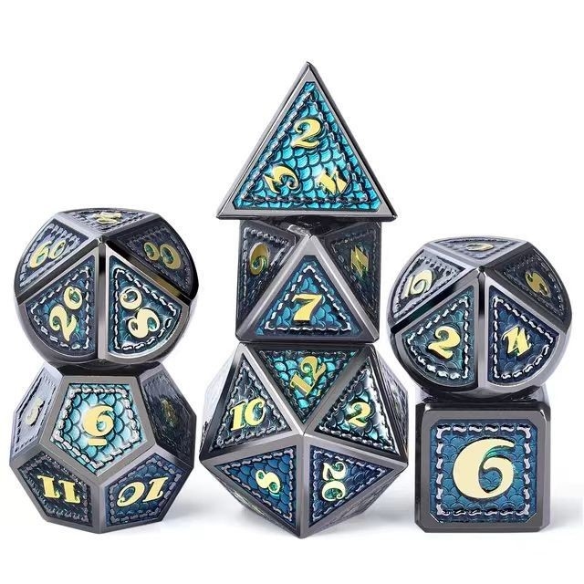 Ejderha Ölçeği Katı Metal Dice Set Çok Renkli DND RPG Parlak Renkler