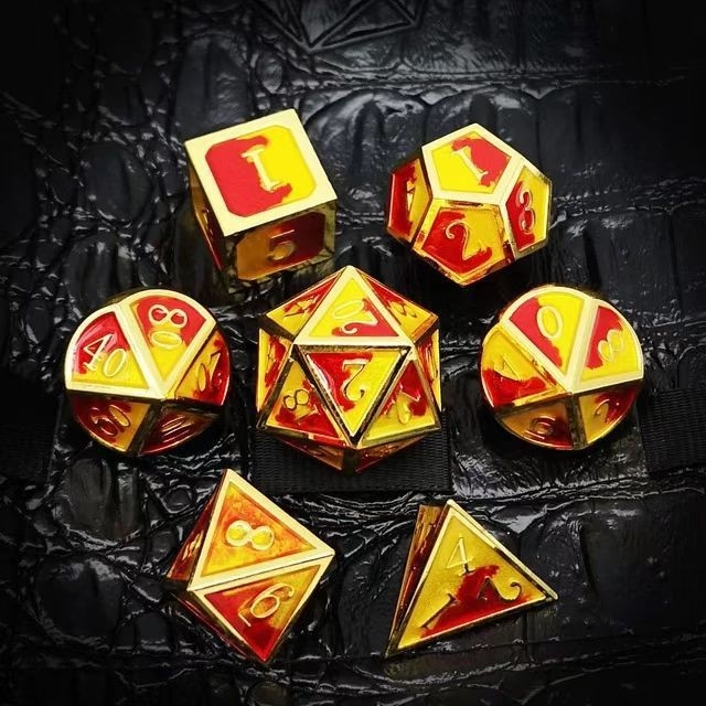 Renkli Enamel İşçiliği Katı Metal Dice Ejderha Ve Tahta Oyunu DND RPG