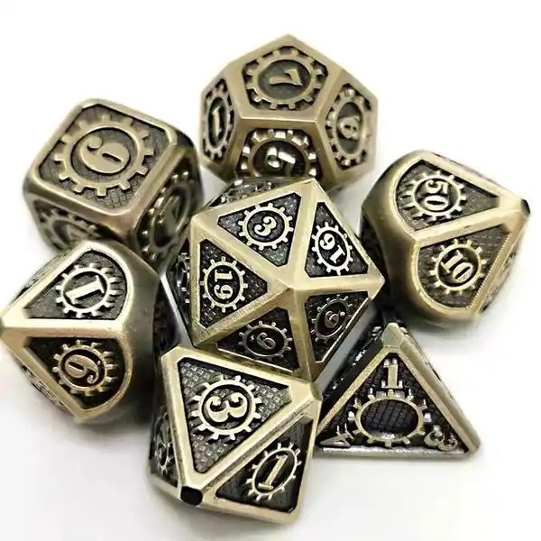 Renkli Gear Solid Metal Dice Set Board Game Kuusu DND RPG