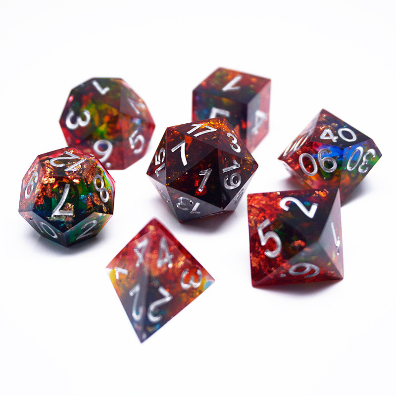 Kırmızı altın folyo reçine zar seti El sanatı özel renk#Rpg#Dnd#Coc