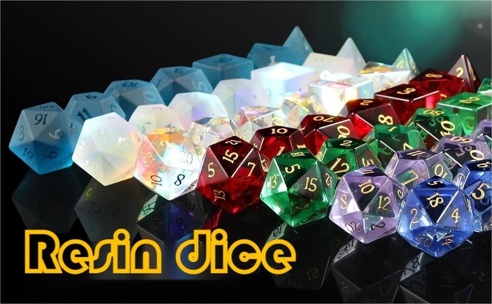 Çok renkli reçine malzemesi Dice Set#Rpg#Dnd#Coc Şeffaf