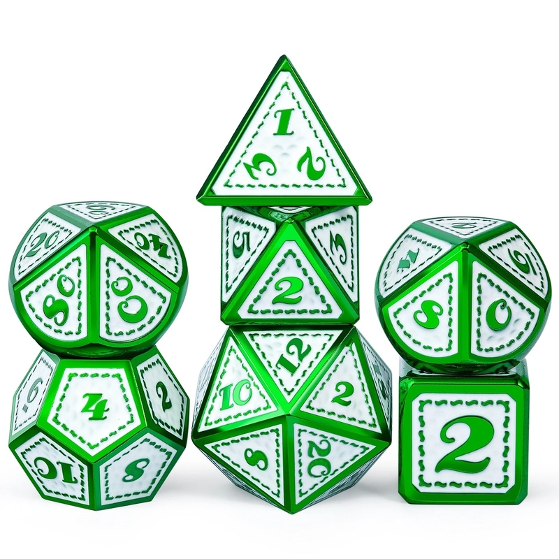 Green Dragon Scale Metal Dice Set Çok yönlü Tahta Oyunu Ejderha ve Zindan#Dnd#Coc